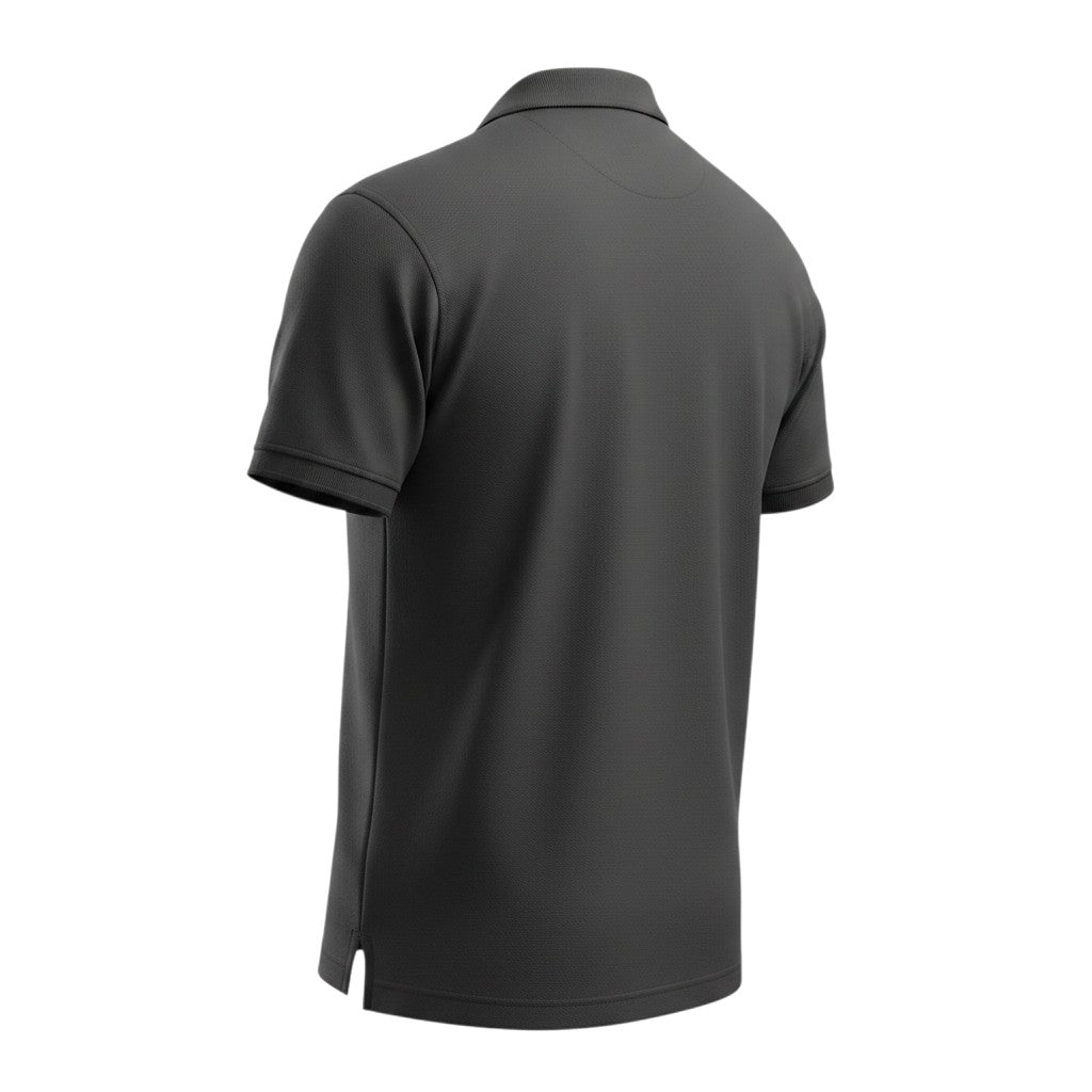 Charcoal Jacquard Zip-Neck Polo