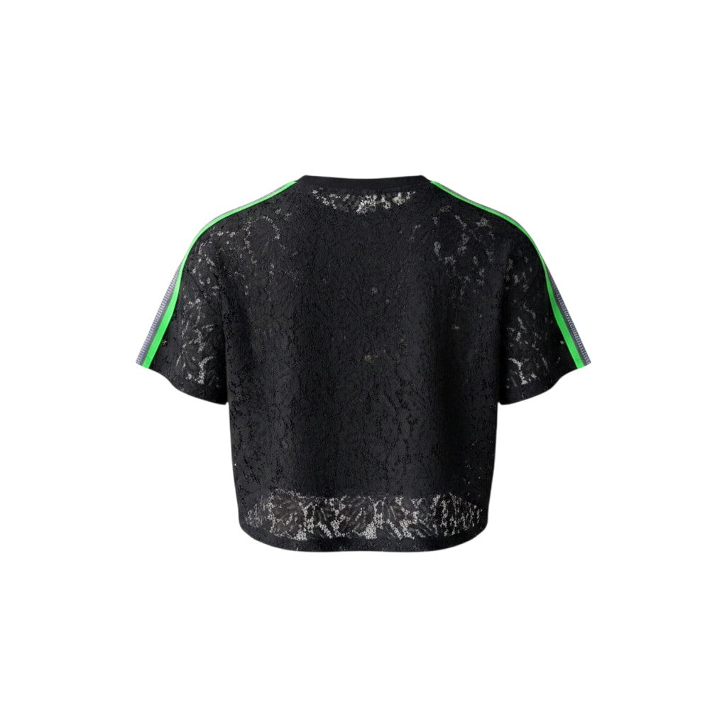 Black Mickey Rhinestone Lace Crop Tee