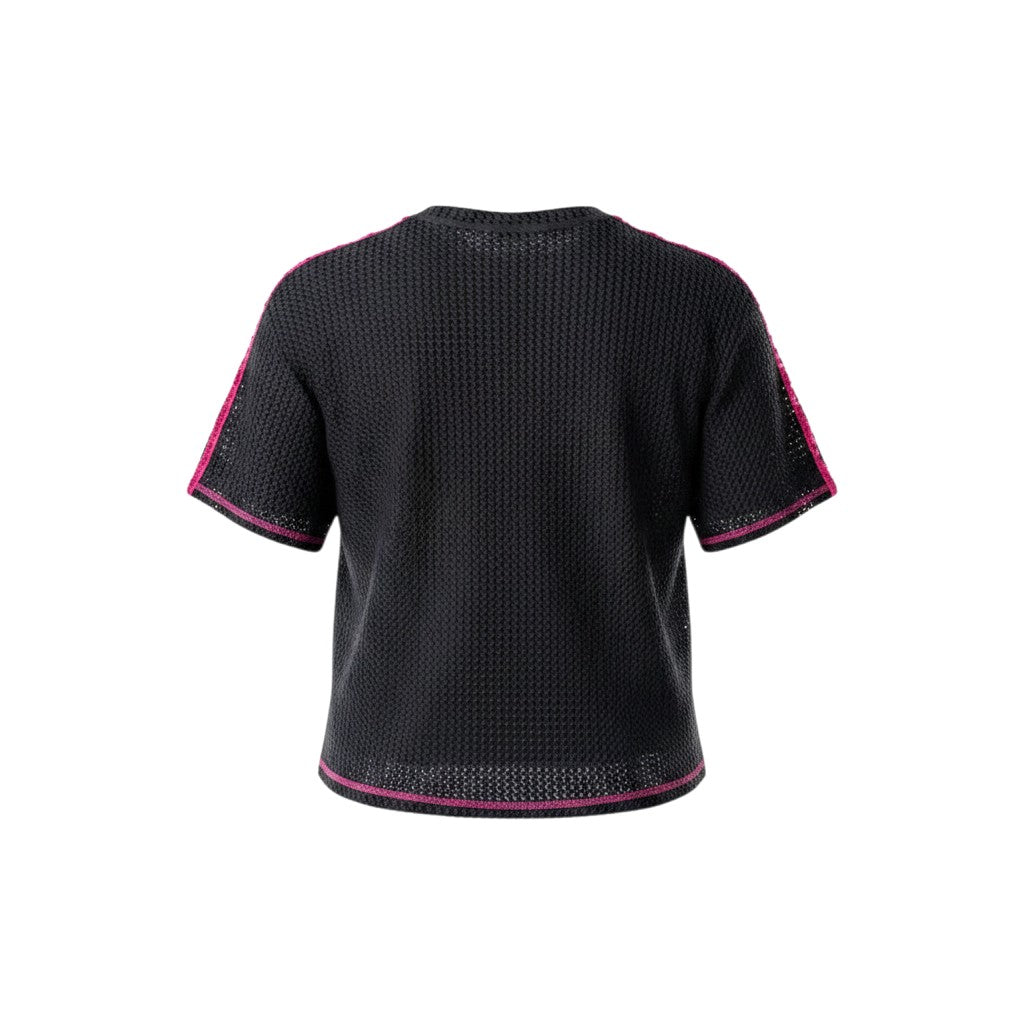 Black Star Mesh Knit Crop Tee