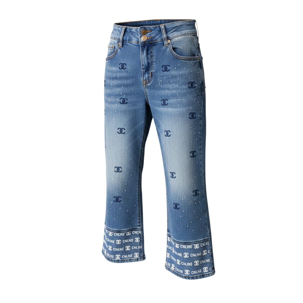Girls Knit Cardigan & Monogram Jeans Set