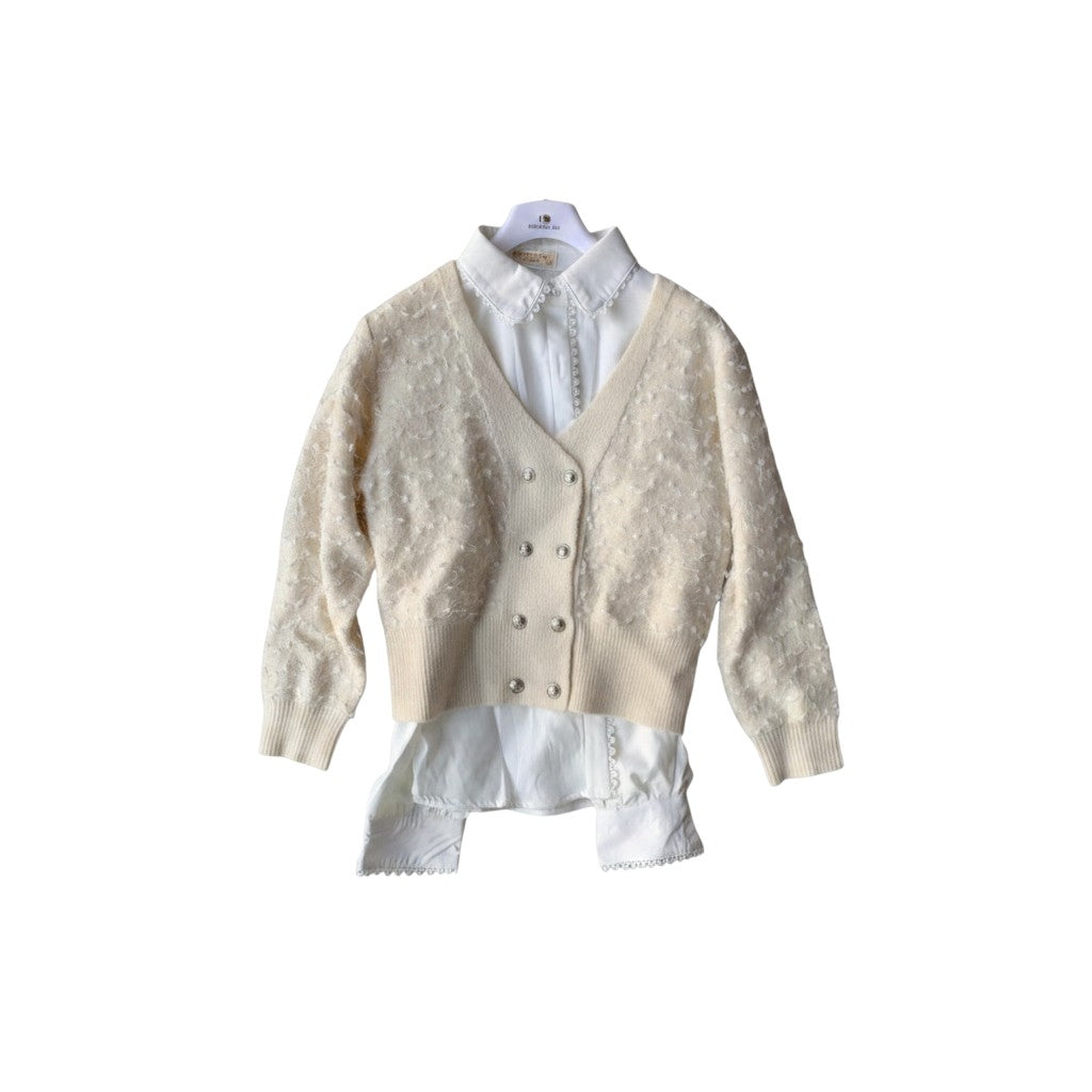 Girls Knit Cardigan & Monogram Jeans Set