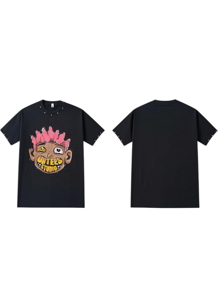Cartoon Graphic Black Tee XL
