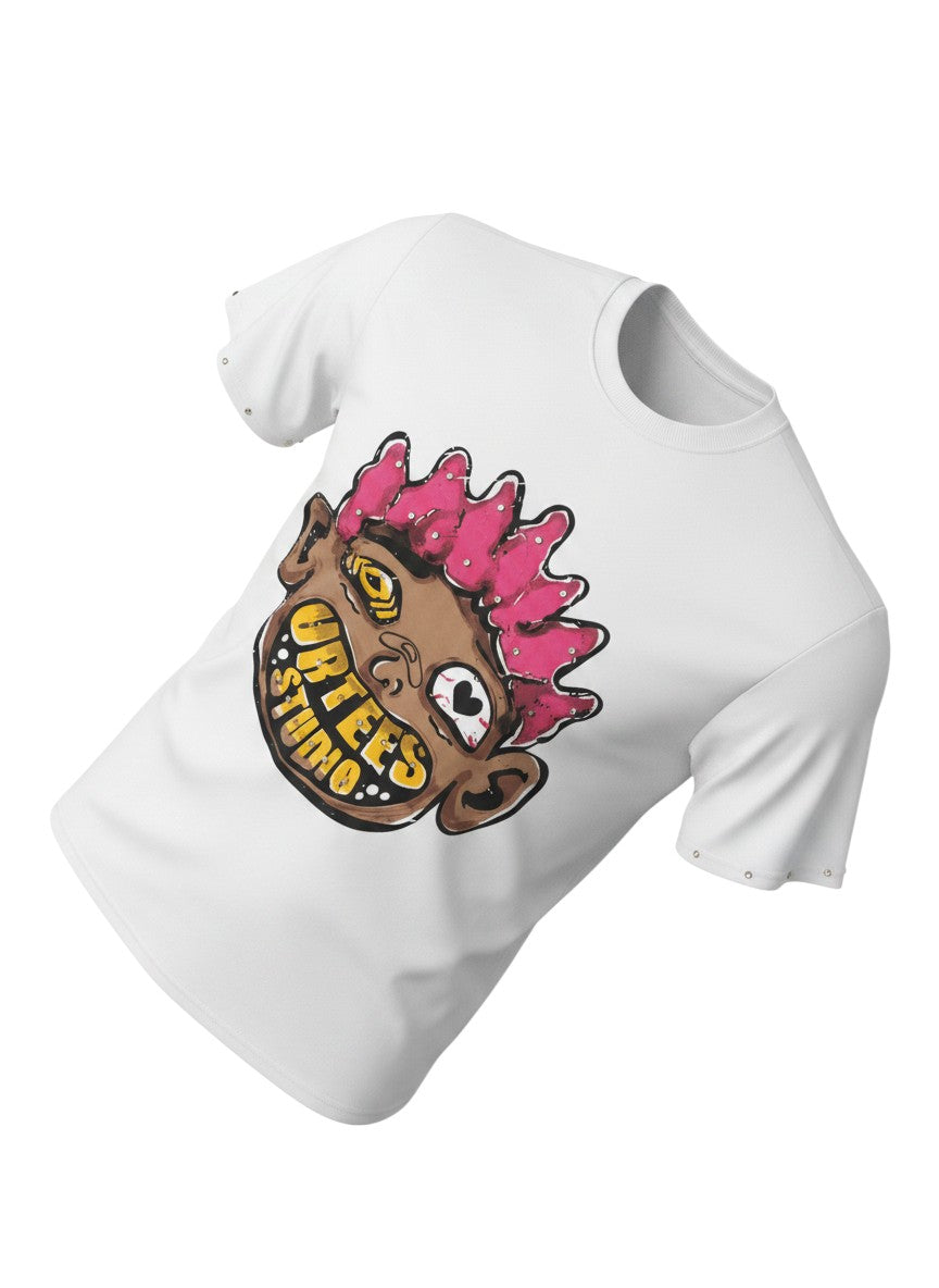 Cartoon Graphic White Tee XL