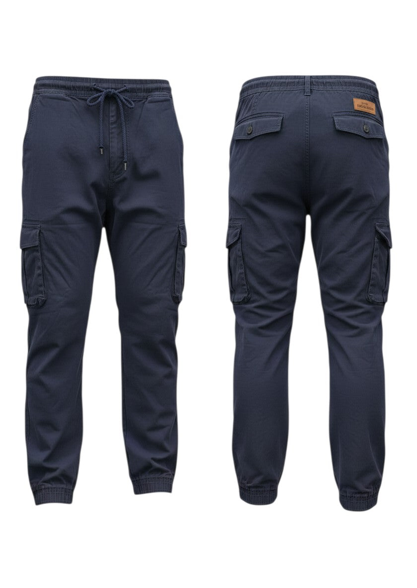 Men's Navy Blue Cargo Joggers
