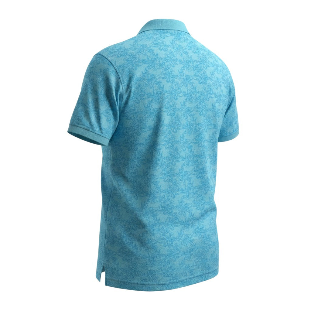Aqua Blue Tonal Floral Polo