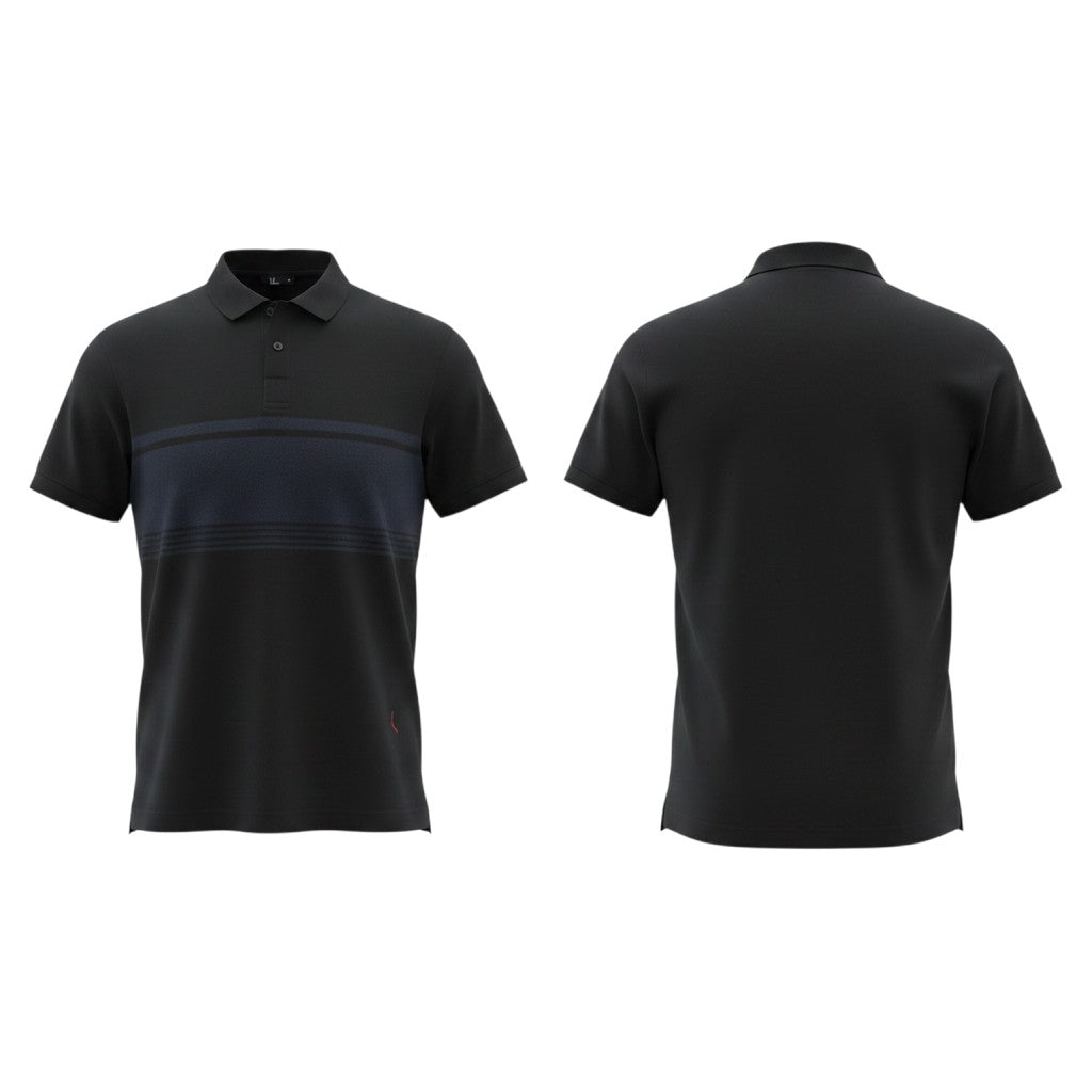 Men's Black Panel Polo Shirt