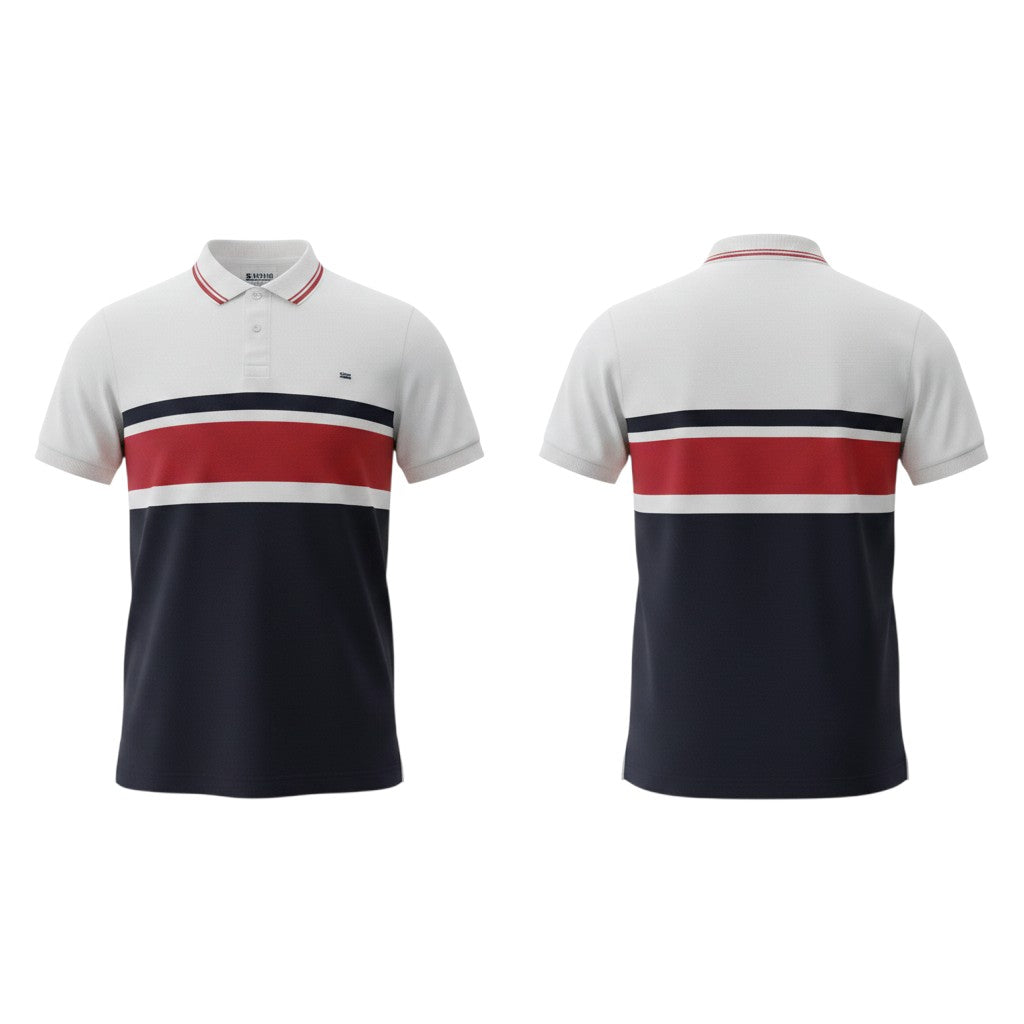 Men's Colour Block Stripe Polo