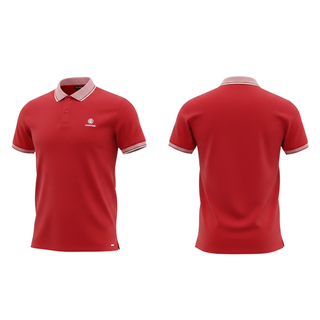 Men's Red Polo Pink Tipped Collar