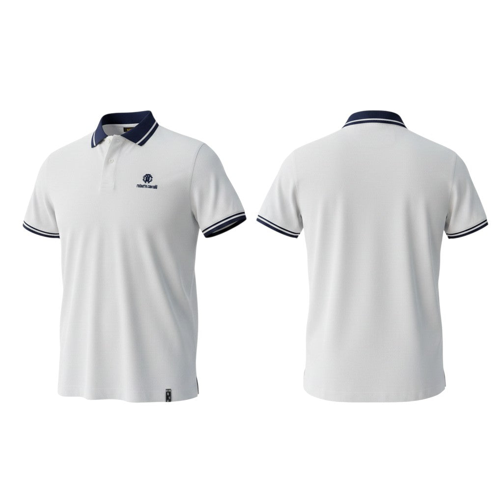 White Polo Navy Tipped Collar