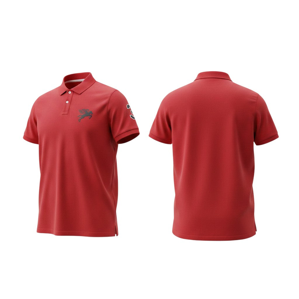Red Graphic Embroidery Polo Shirt