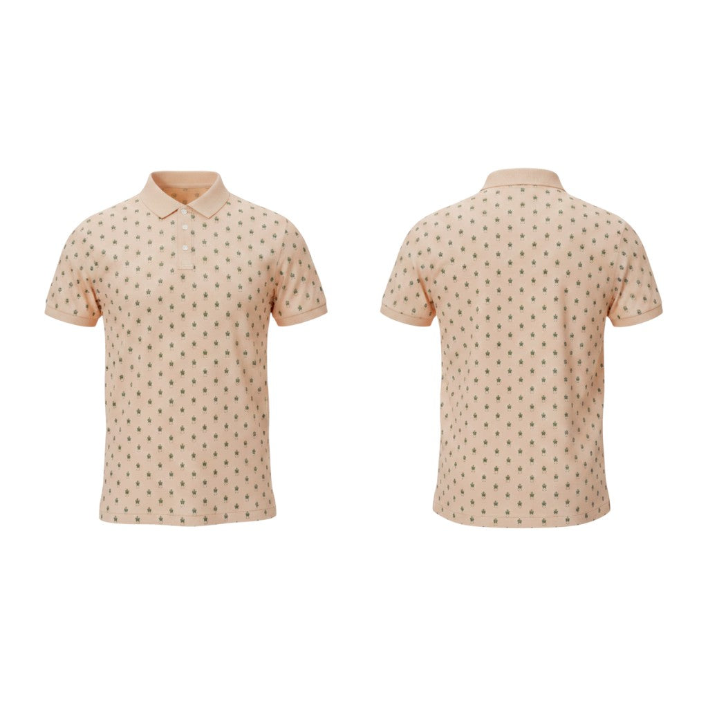 Peach All-Over Print Polo Shirt