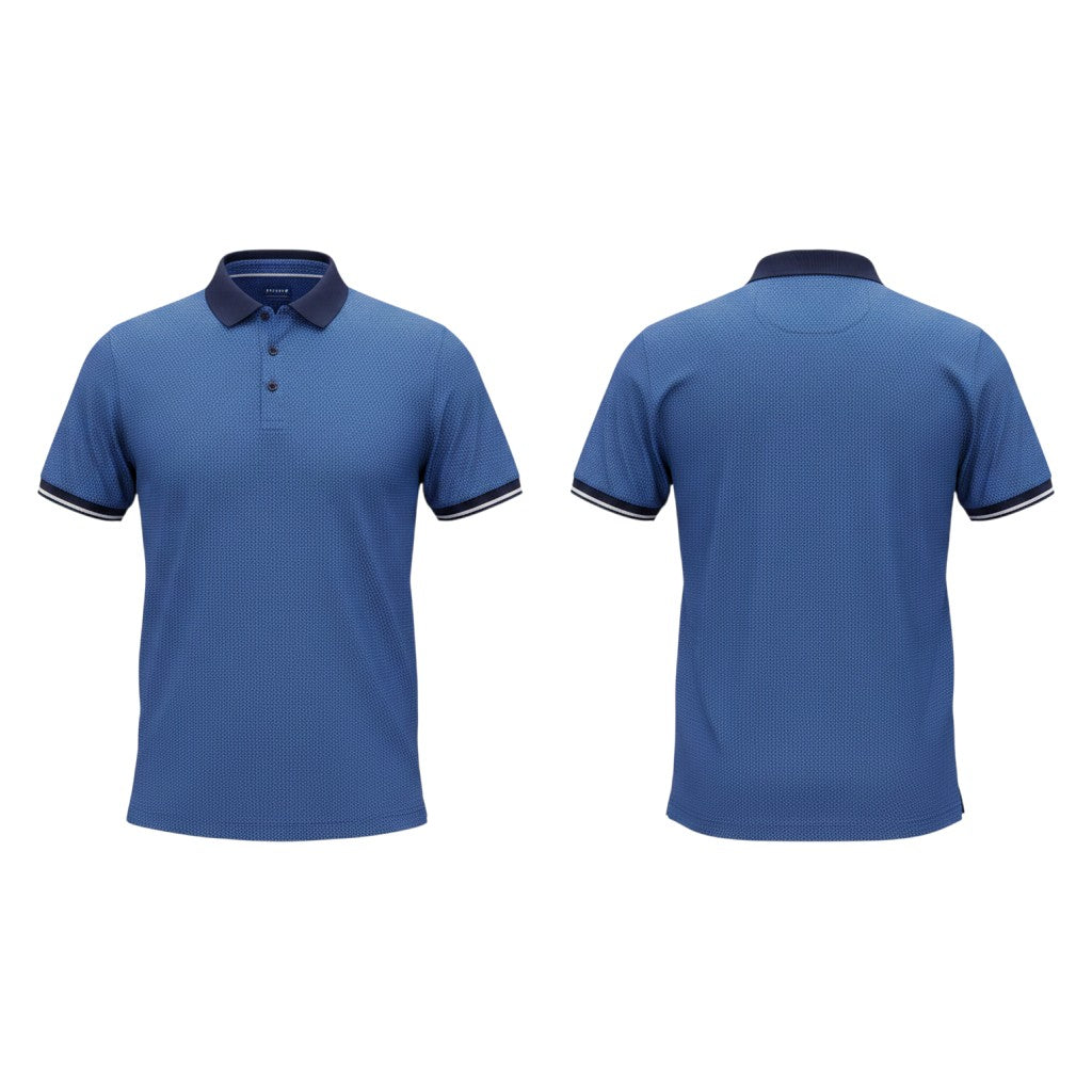 Blue Textured Navy Collar Polo