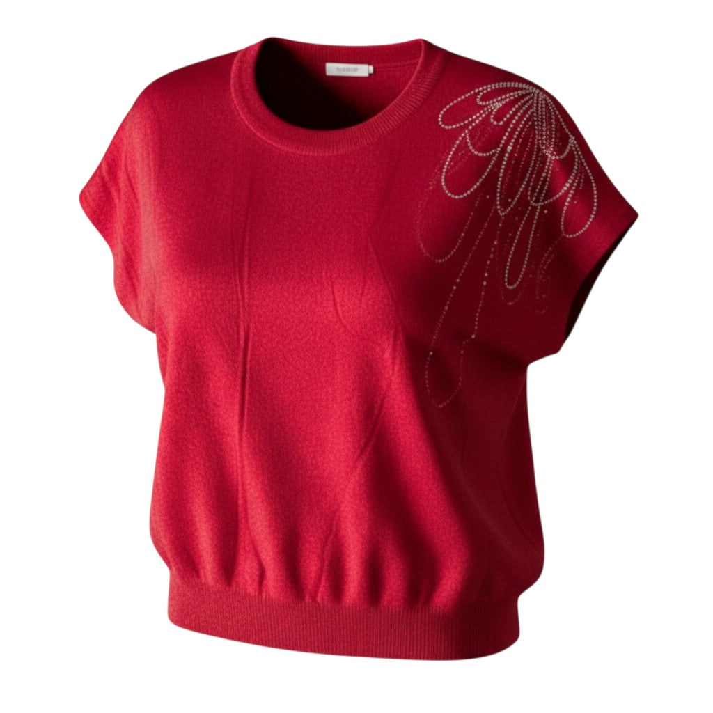 Rhinestone Drape Knit Top