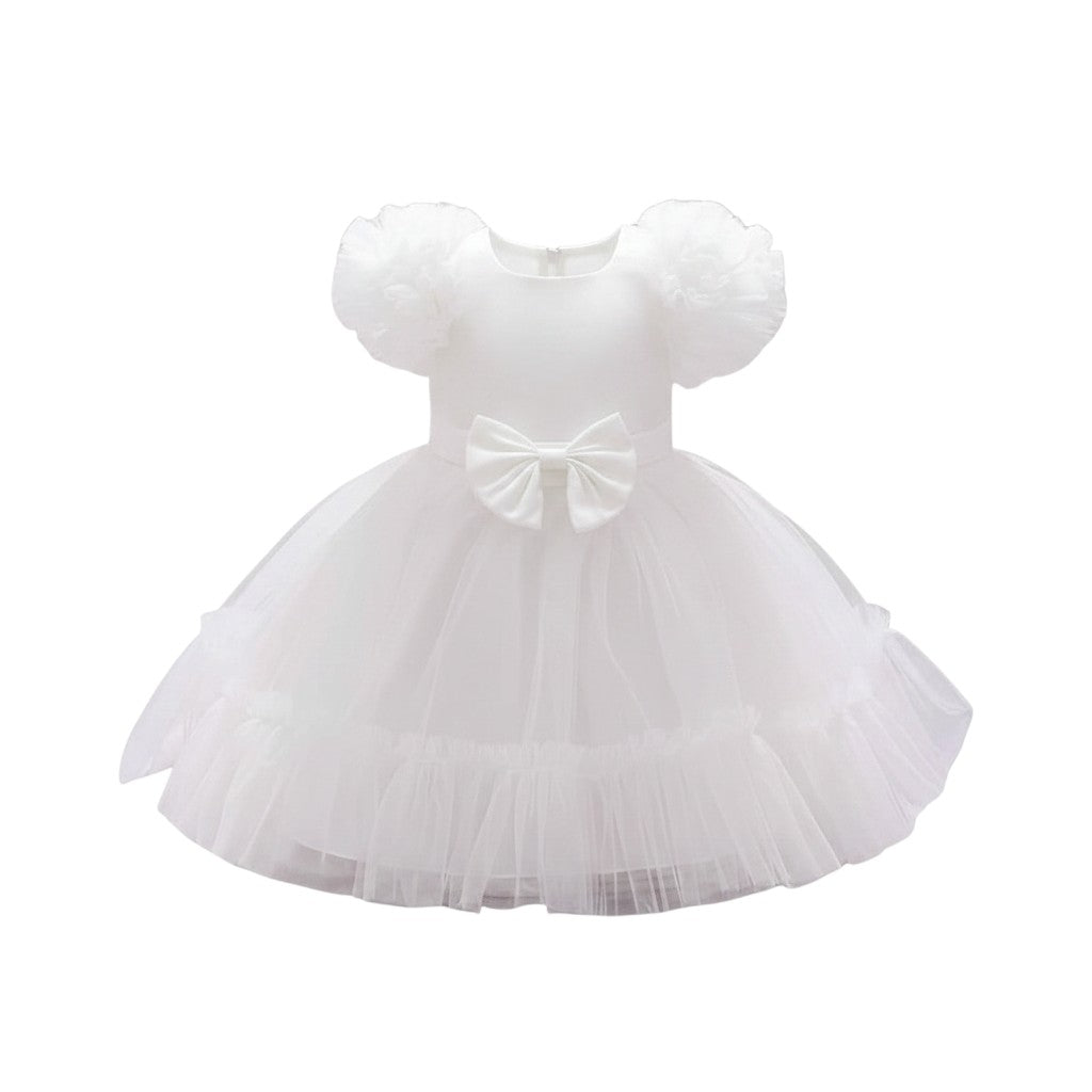 White Puff Sleeve Tulle Dress
