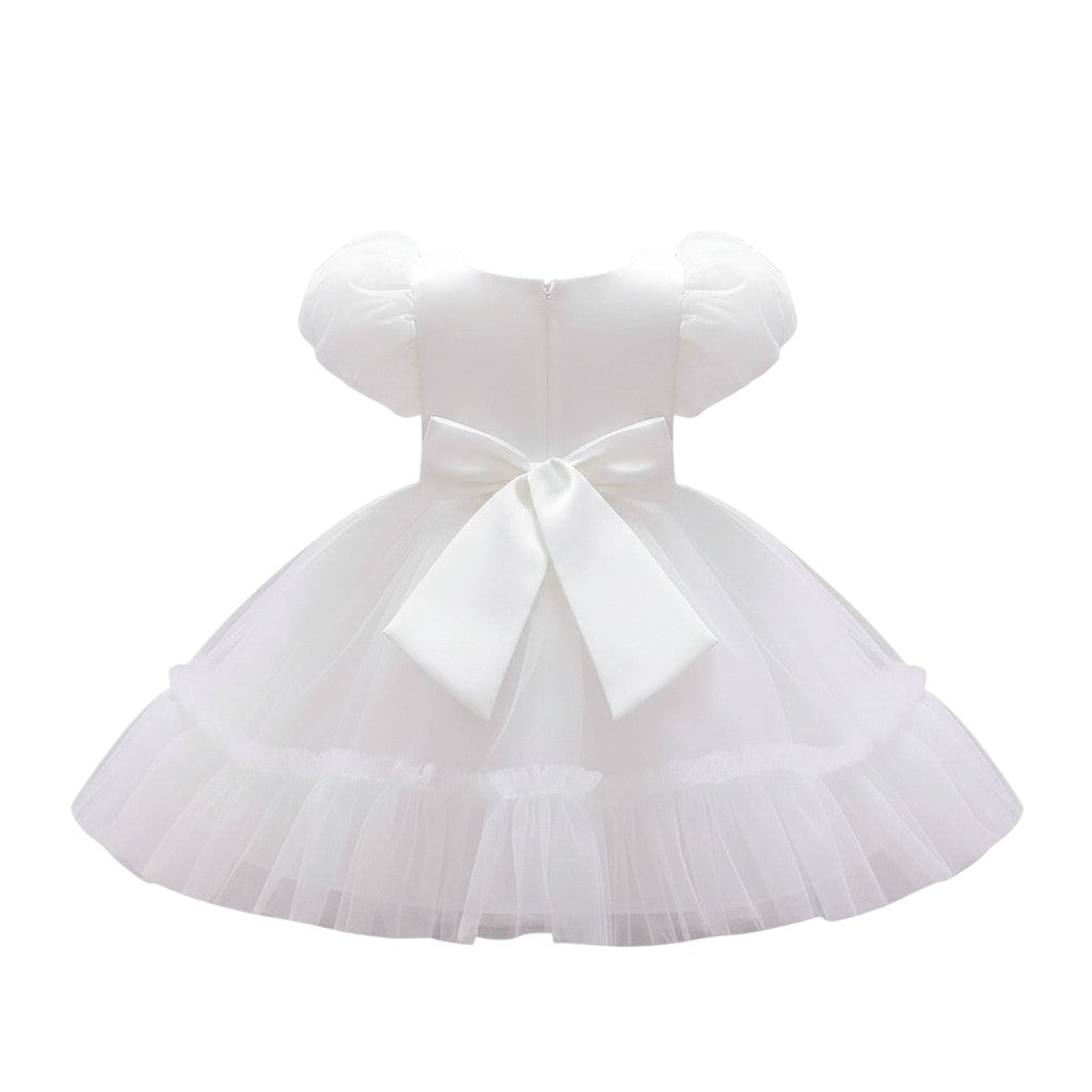 White Puff Sleeve Tulle Dress
