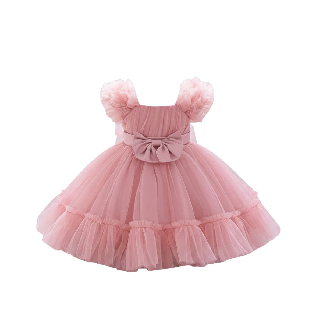 Pink Puff Sleeve Tulle Dress