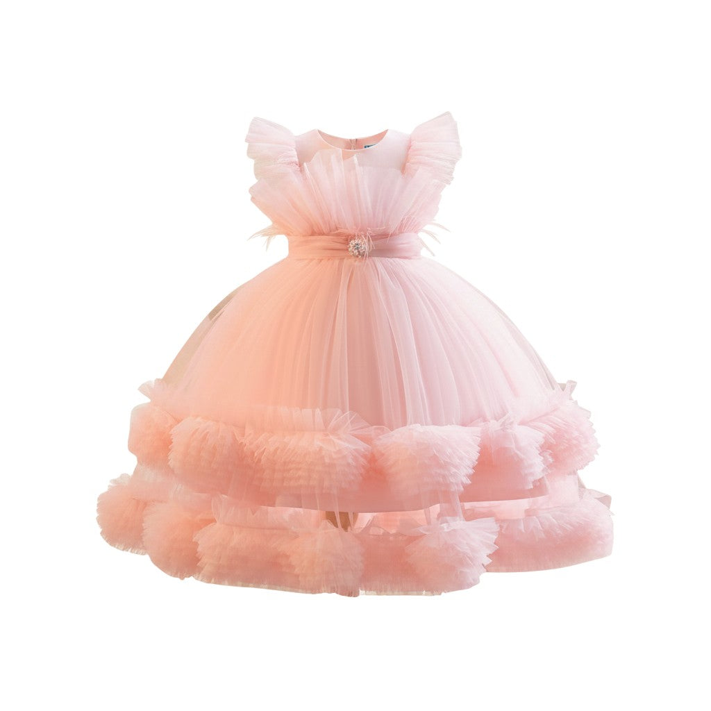Girls Pink Tulle Ball Gown