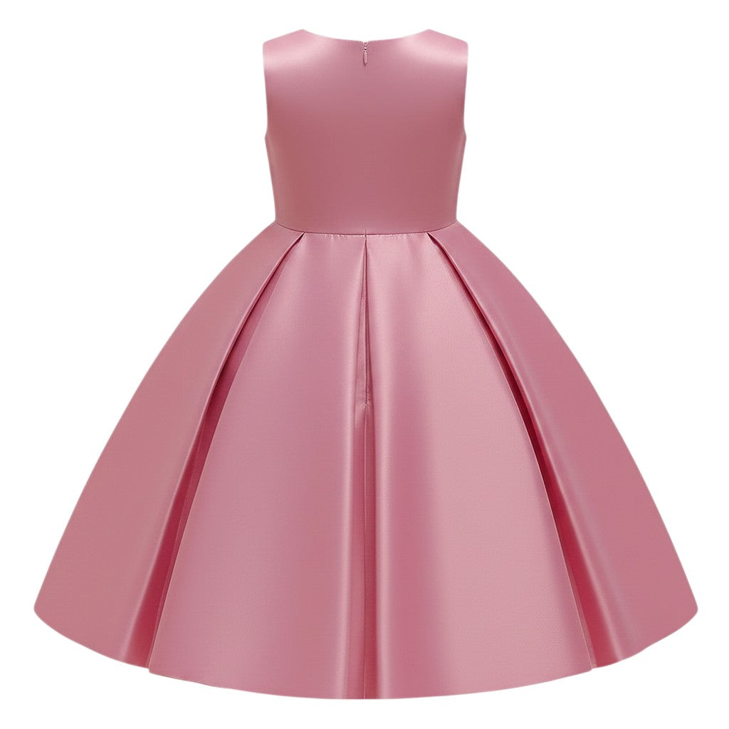 Dusty Rose Satin Bow Ball Gown