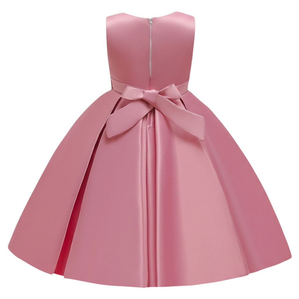 Dusty Rose Satin Bow Ball Gown