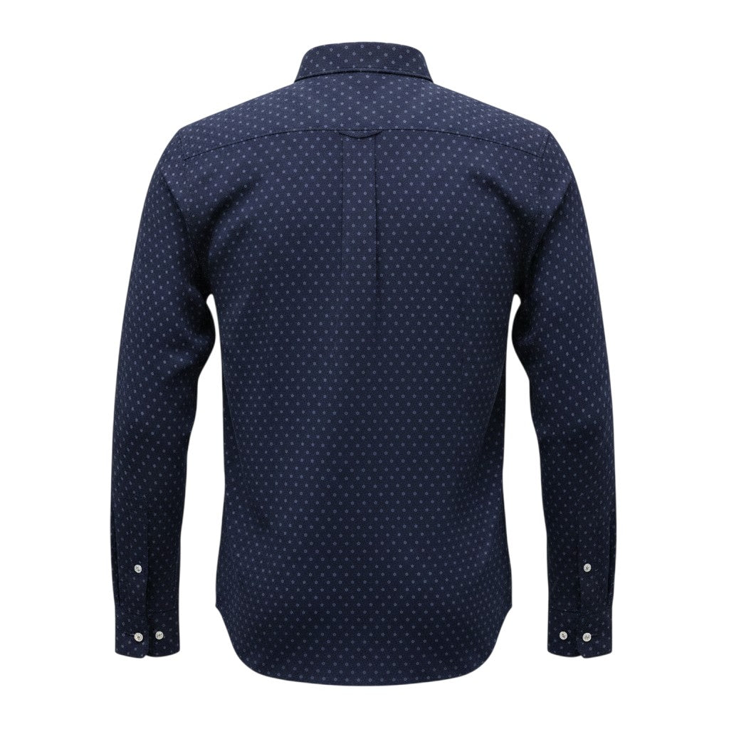 Navy Micro Print Slim Fit Shirt