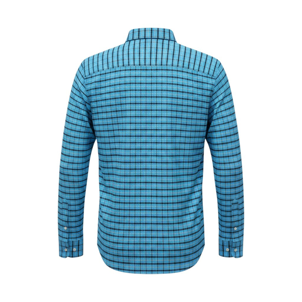 Teal Check Slim Fit Long Sleeve Shirt