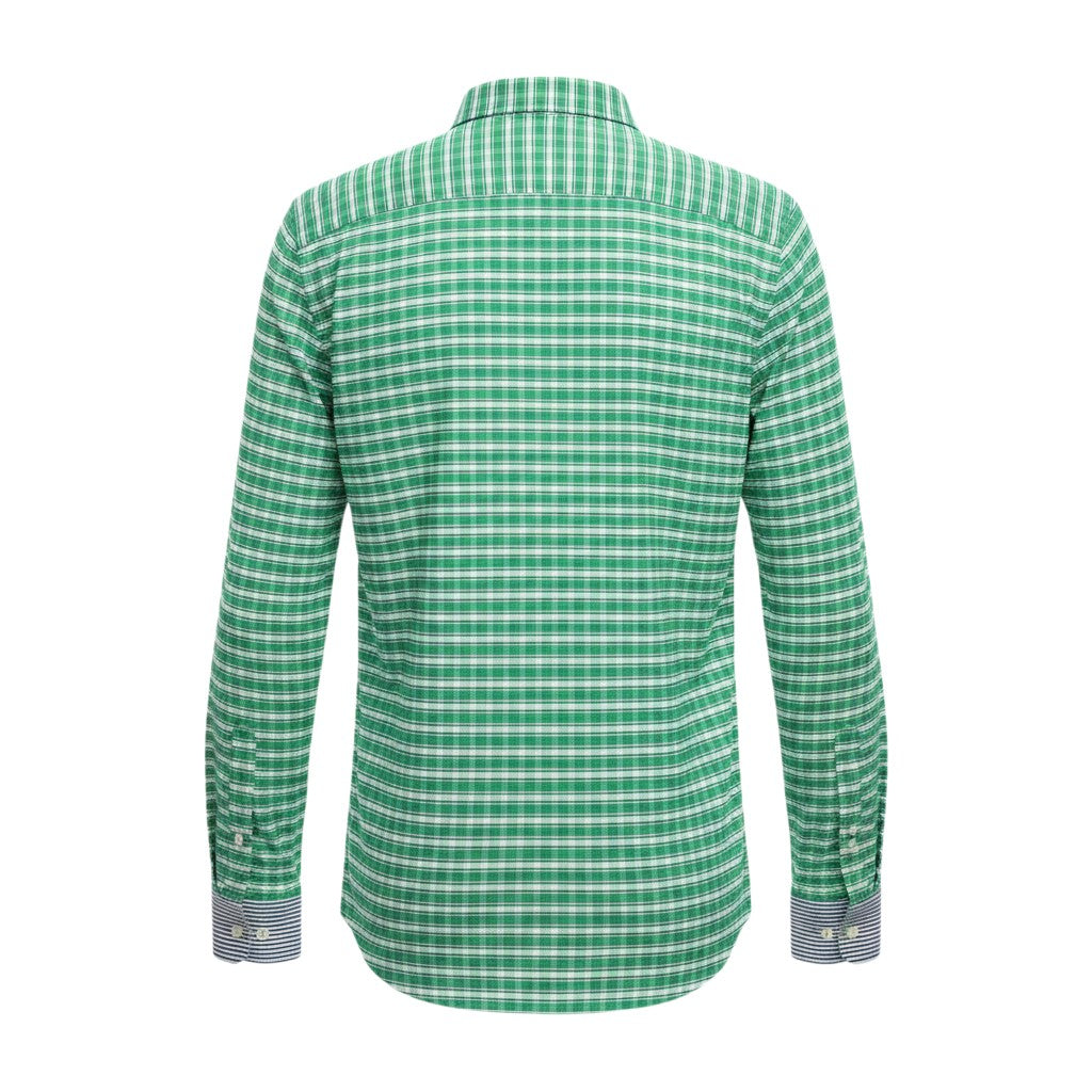 Green Check Slim Fit Long Sleeve Shirt