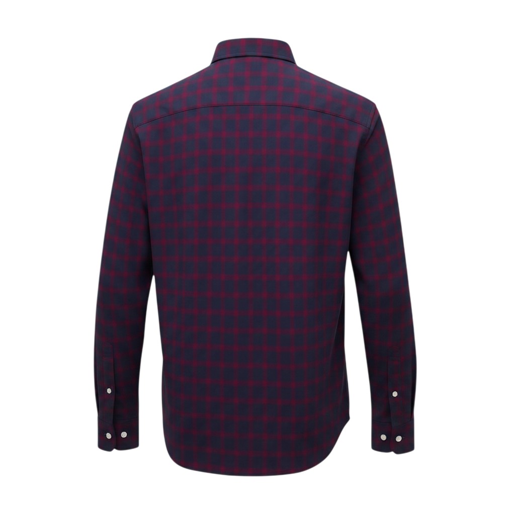 Burgundy Navy Plaid Slim Fit Shirt