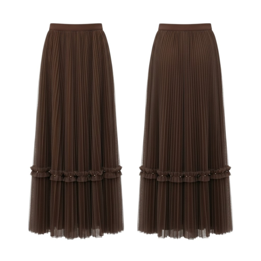 Chocolate Brown Pleated Skirt