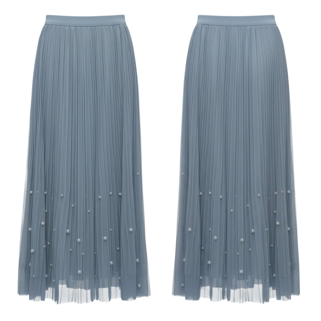 Hem Pleated Midi Skirt