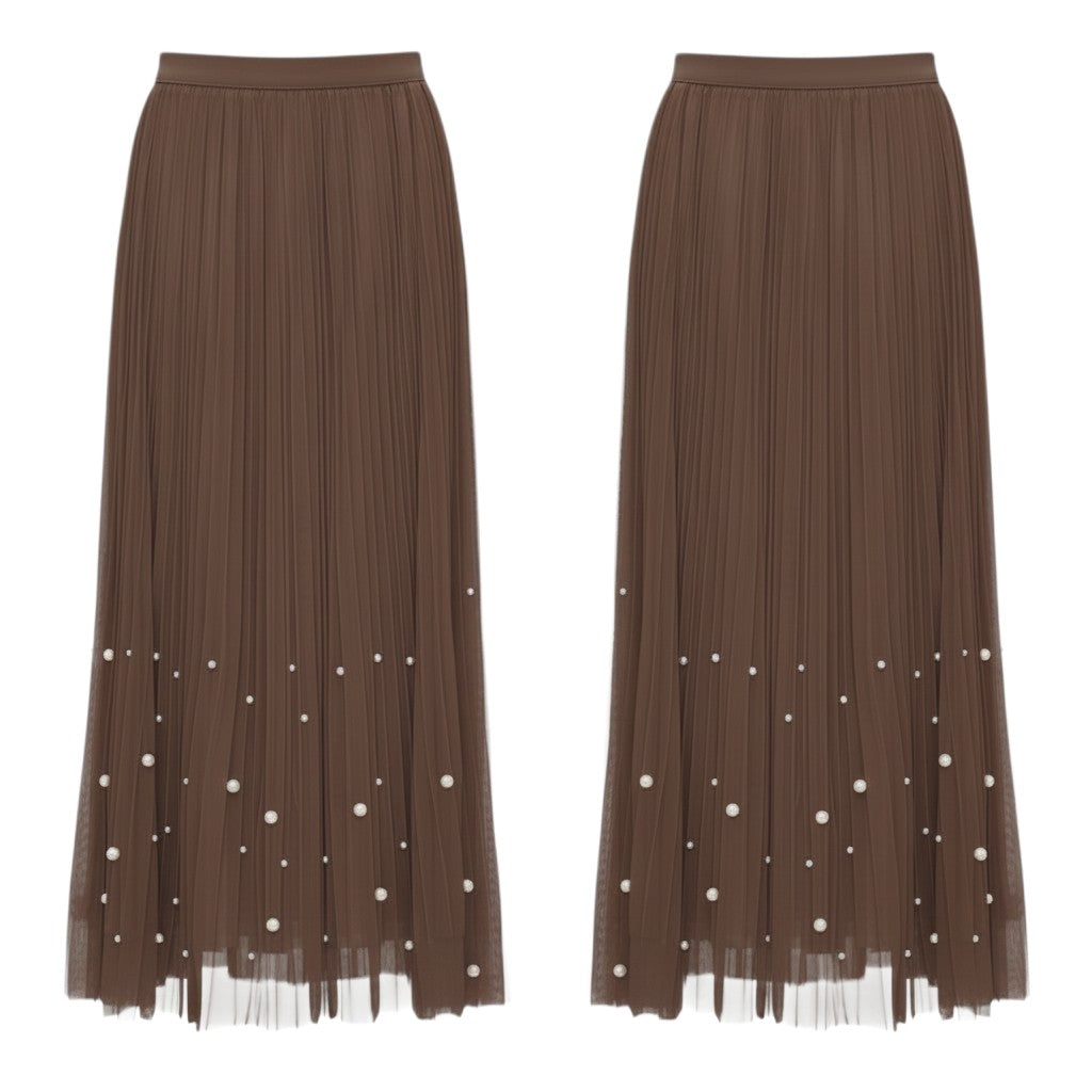 Hem Pleated Midi Skirt
