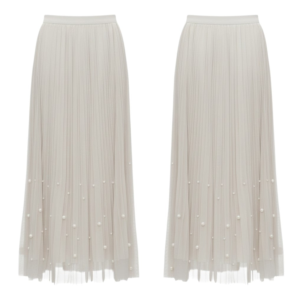 Hem Pleated Midi Skirt