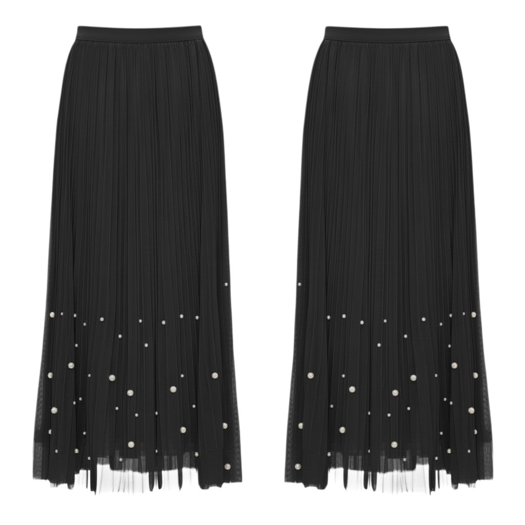 Hem Pleated Midi Skirt