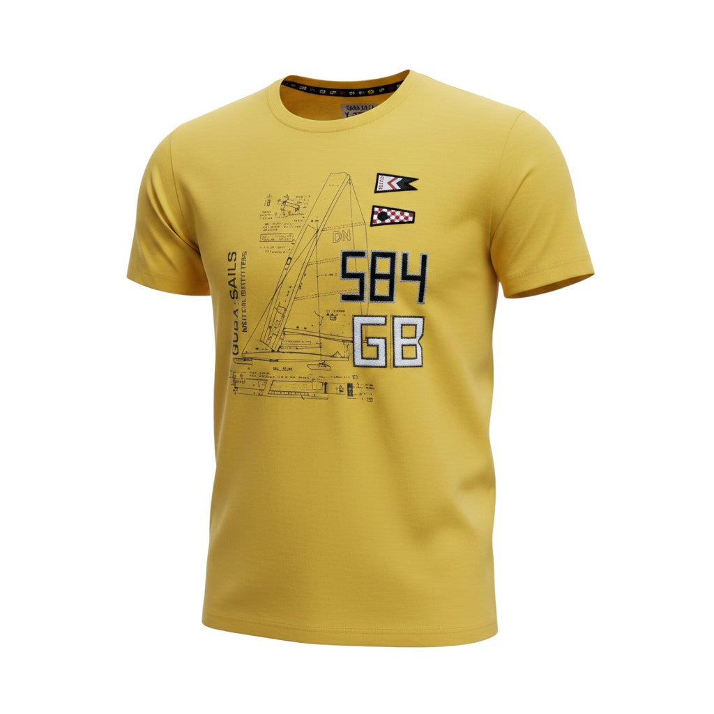 Sailing Blueprint Graphic Tee – Mustard