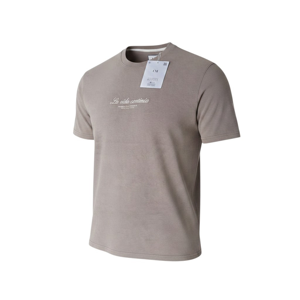 Script Print Crew Neck Tee – Taupe