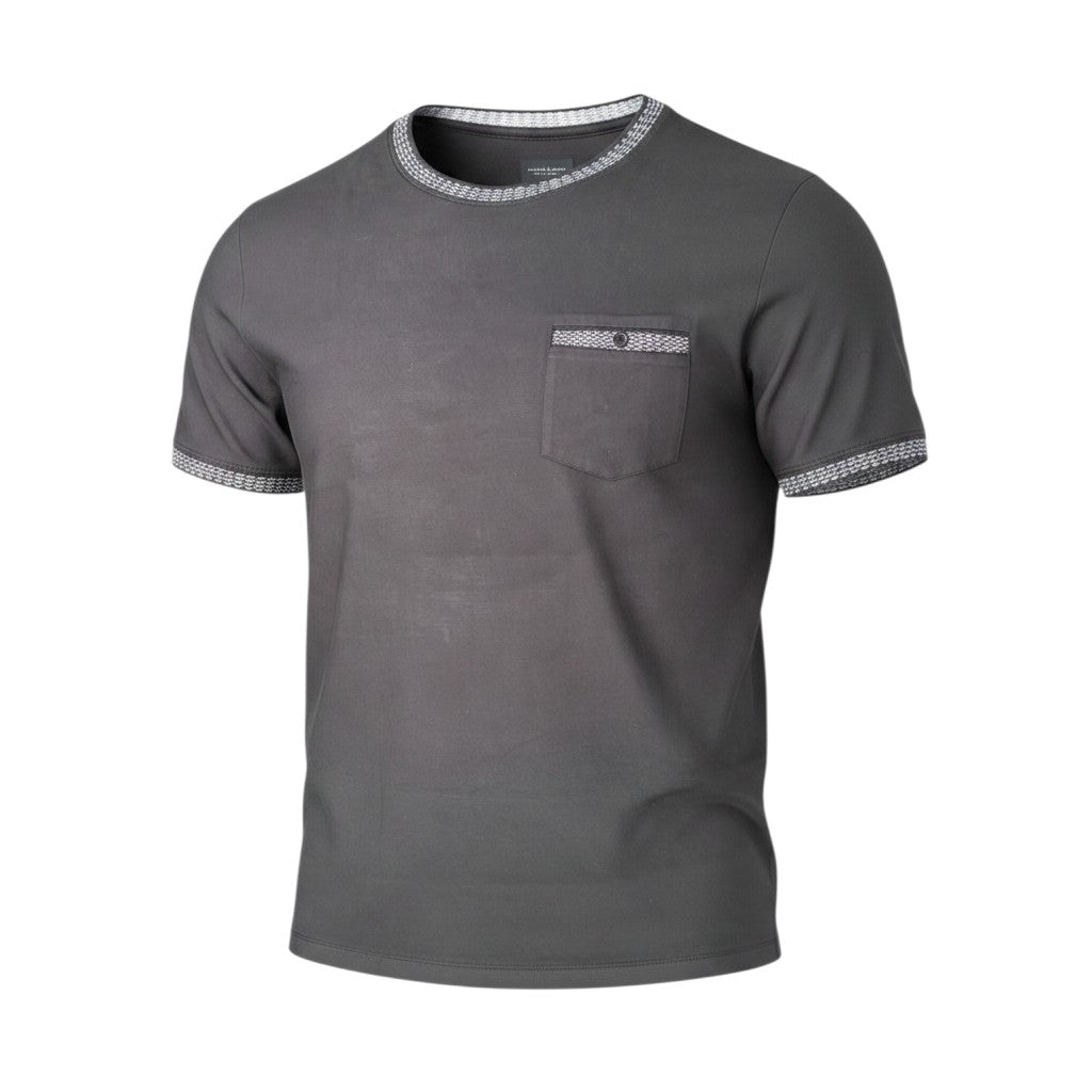 Contrast Trim Pocket Tee – Black