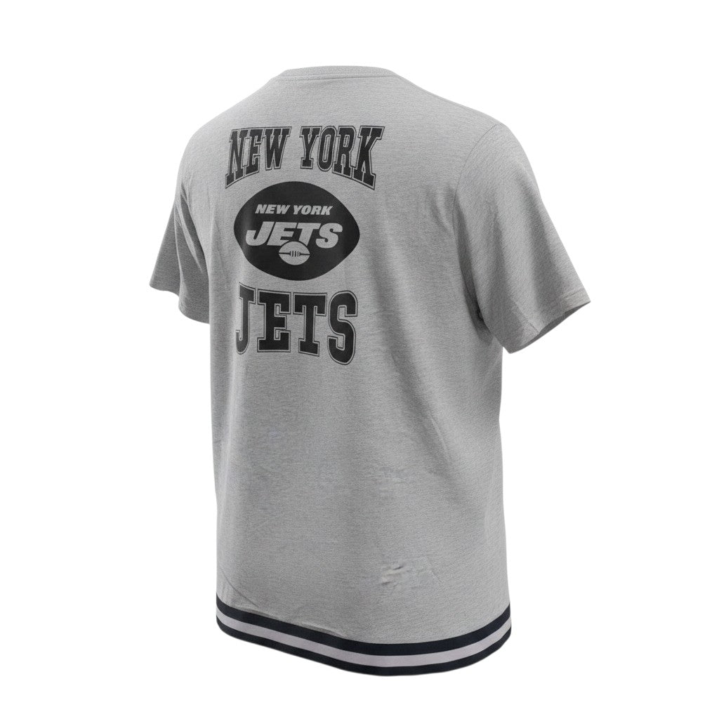 NY Jets Grey Striped Hem Graphic Tee