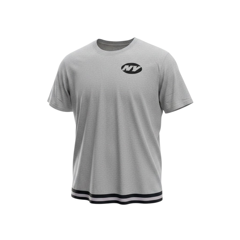 NY Jets Grey Striped Hem Graphic Tee