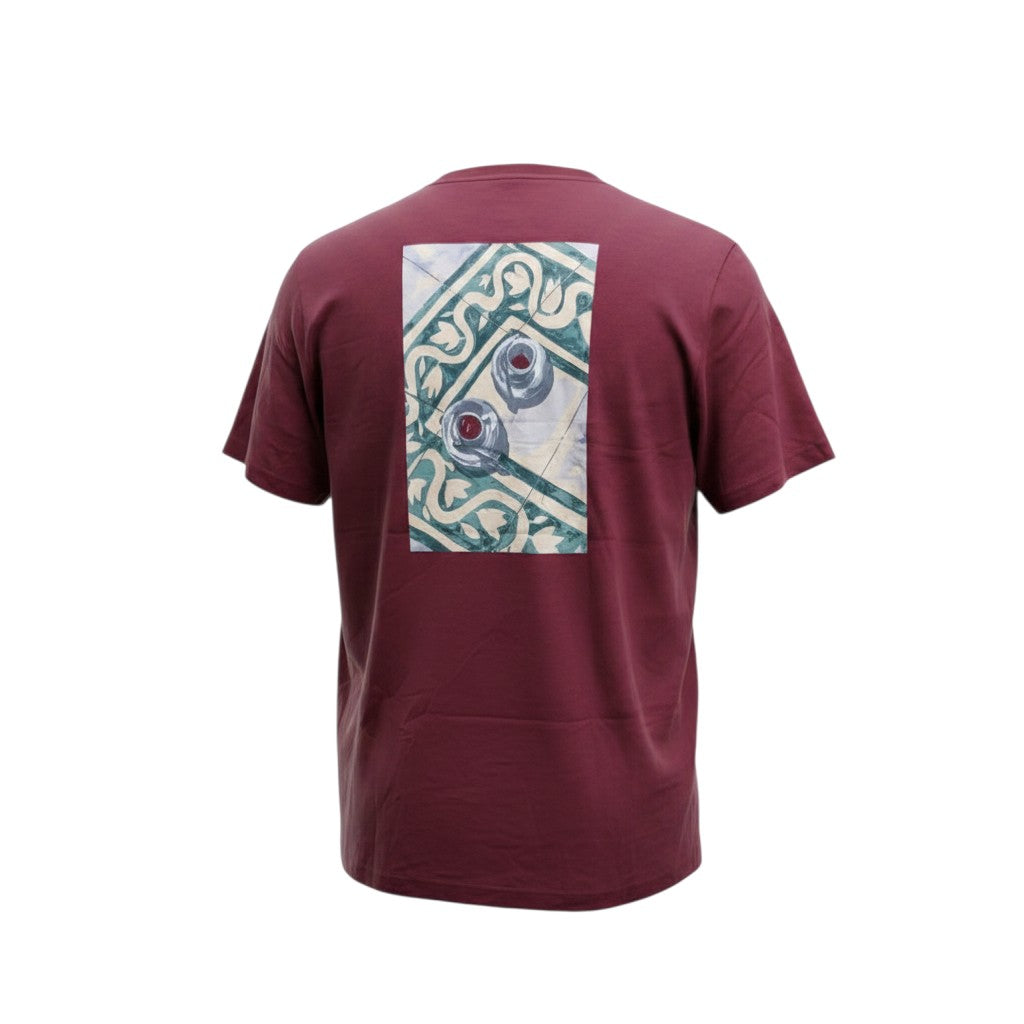 Burgundy Mosaic Back Graphic Crew Tee
