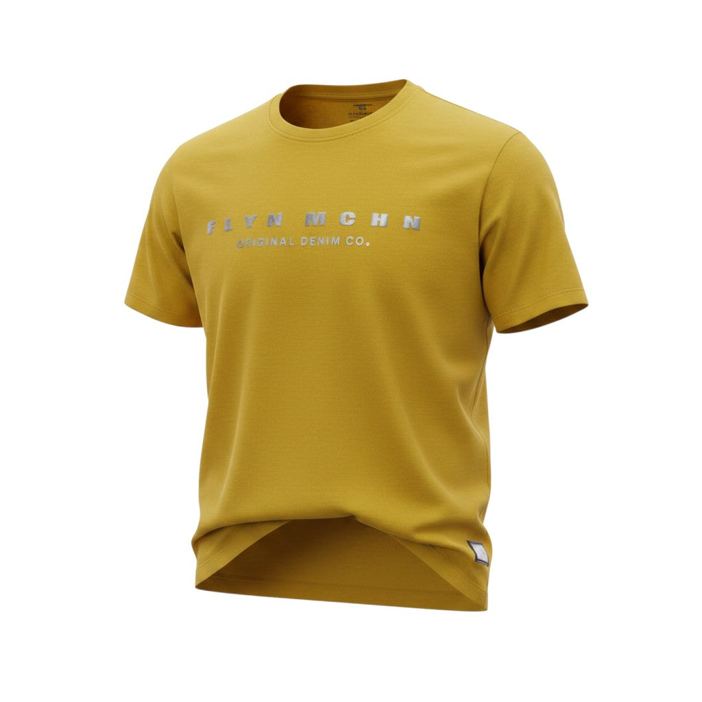 Mustard Yellow Metallic Print Crew Tee