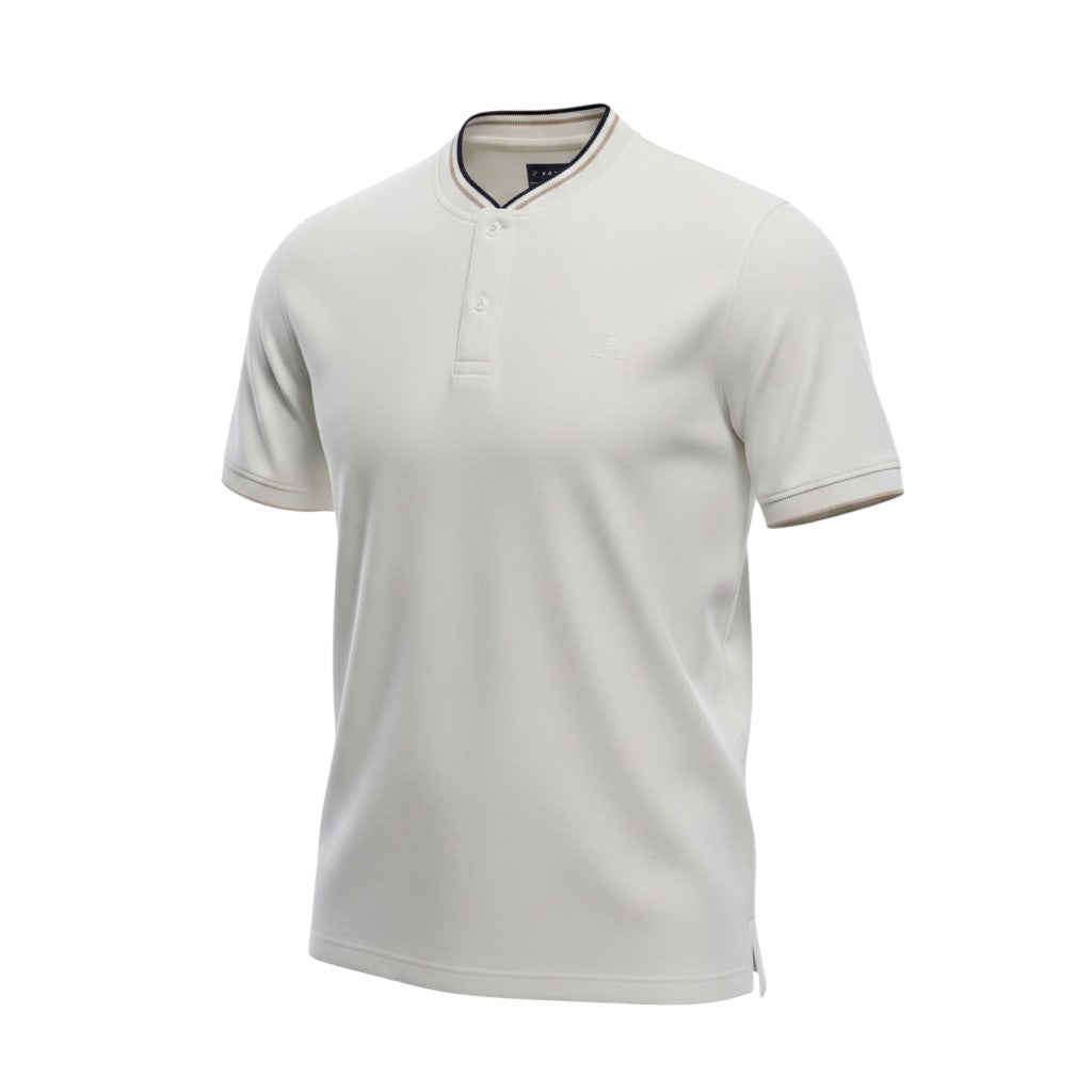 Stone Henley Black Tipped Polo