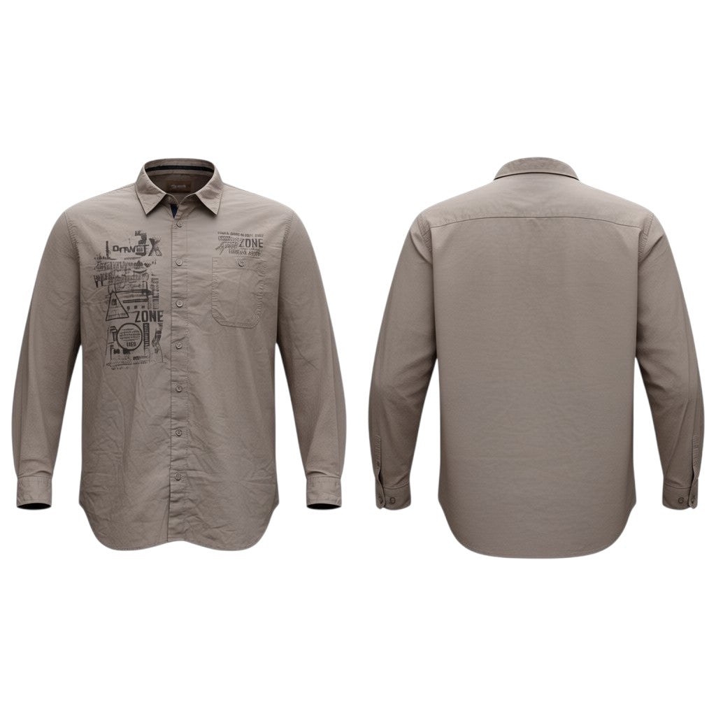 Khaki Graphic Print Shirt