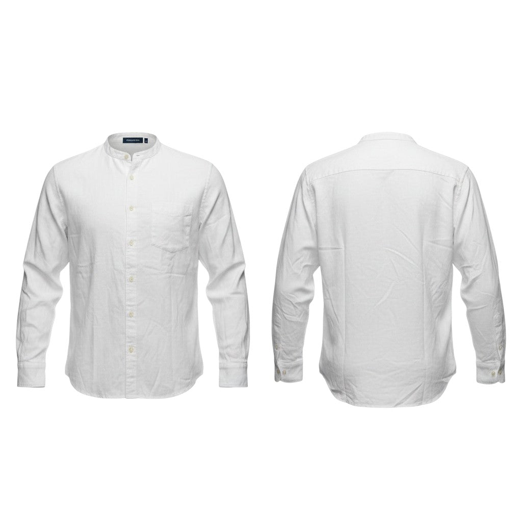 White Mandarin Collar Shirt