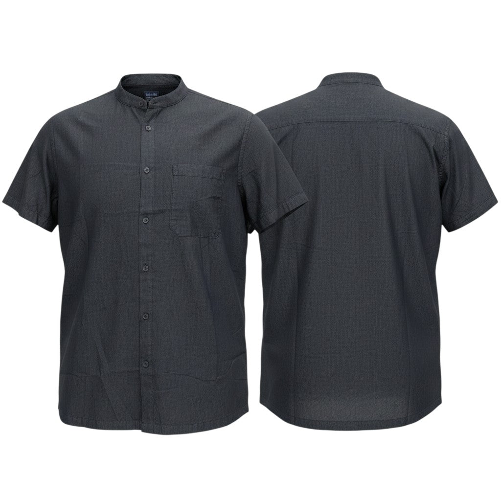 Dark Grey Mandarin Collar Shirt