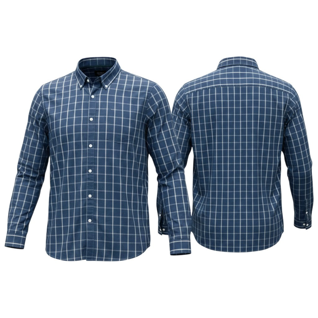 Navy Plaid Button-Down Shirt