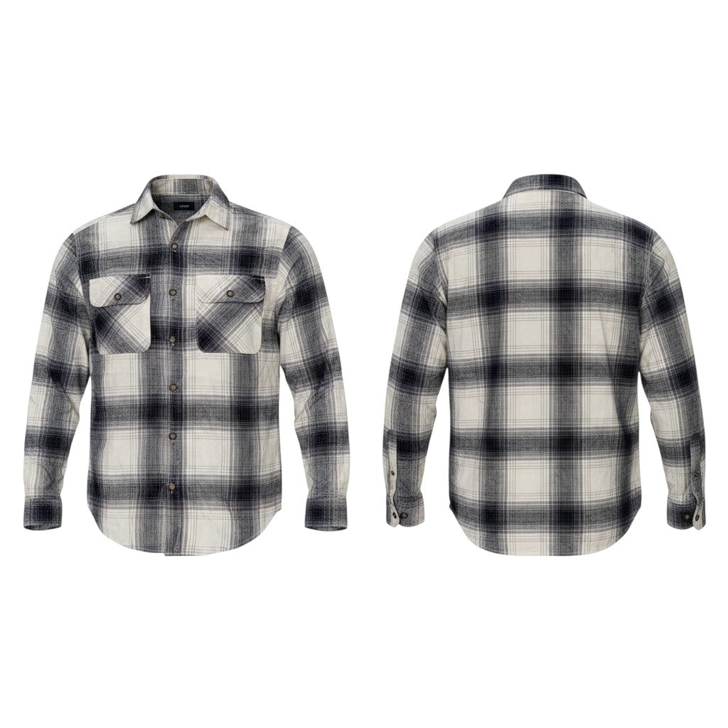 Cream & Navy Plaid Flannel Shirt
