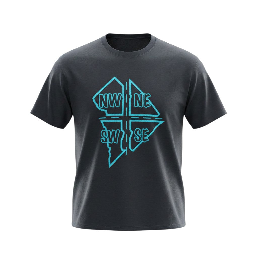 Neon Compass Rose Charcoal Graphic Tee