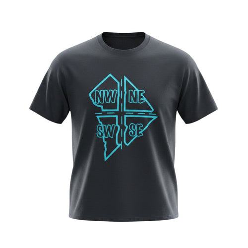 Neon Compass Rose Charcoal Graphic Tee