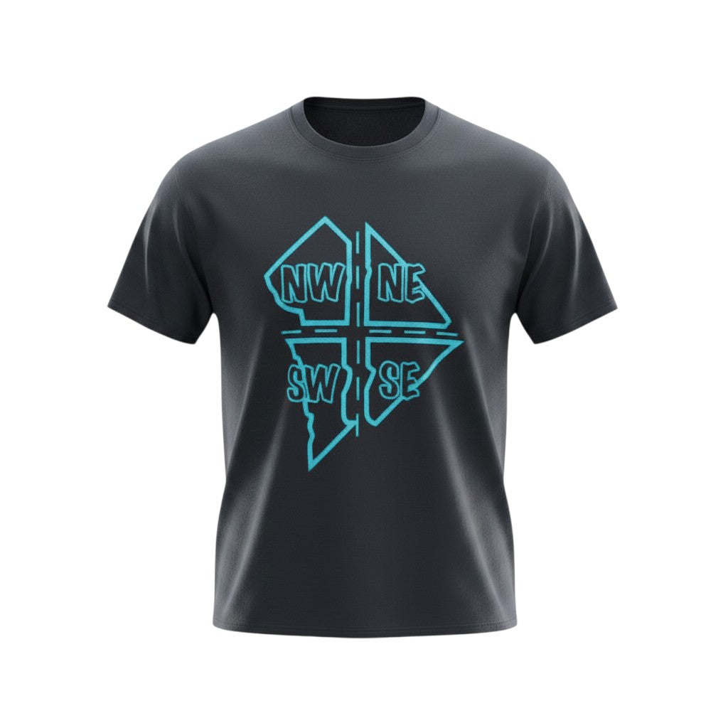 Neon Compass Rose Charcoal Graphic Tee