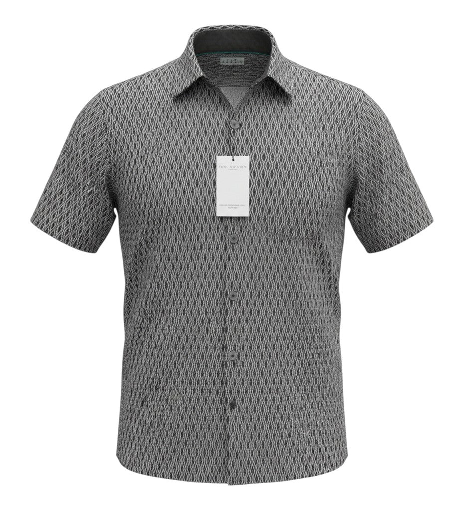 Charcoal Diamond Jacquard Short Sleeve Shirt