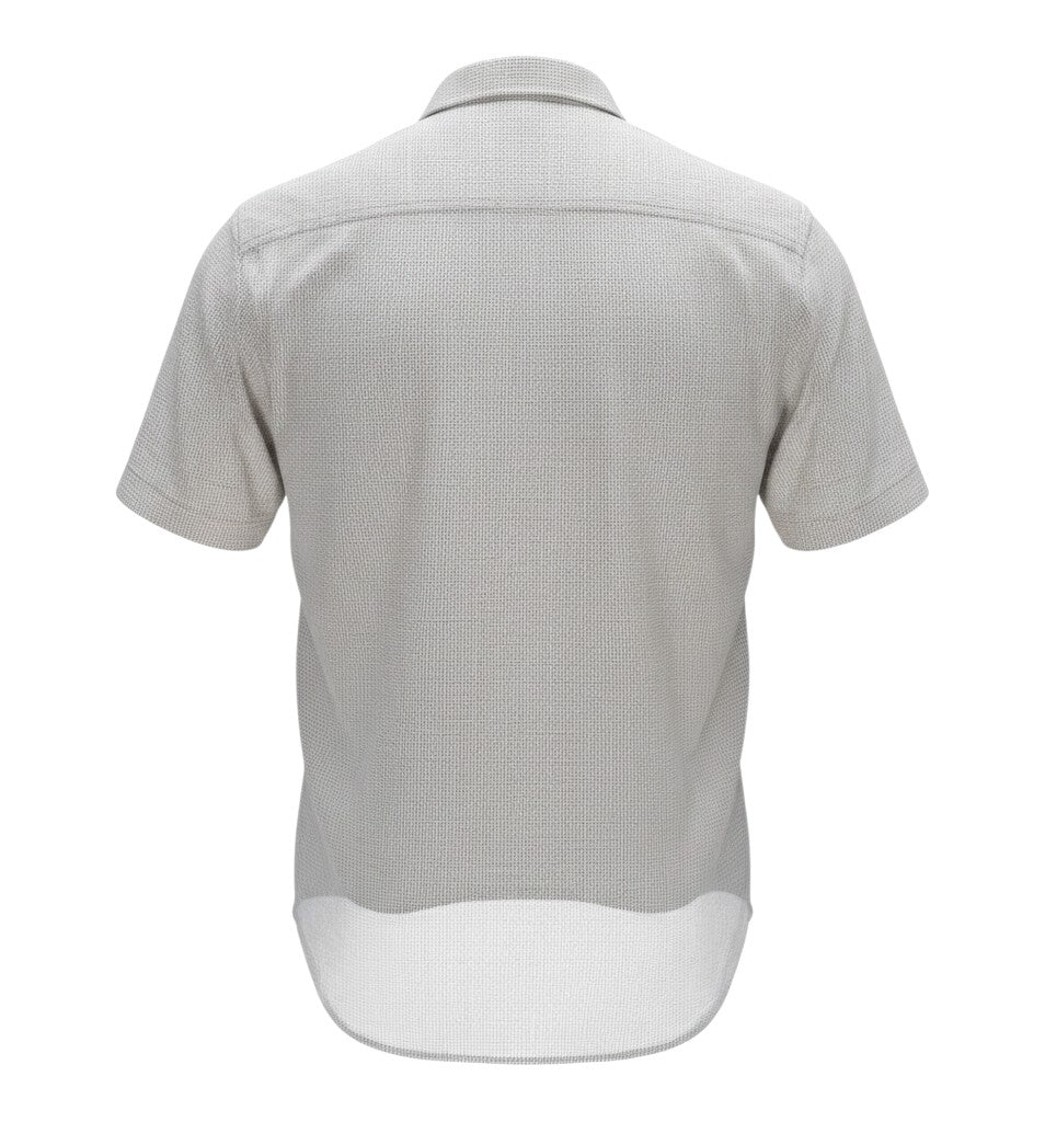 Stone Beige Textured Short Sleeve Shirt